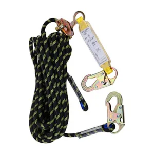 25 ft Vertical Lifeline Rope Grab with Shock-Absorbing Hooks